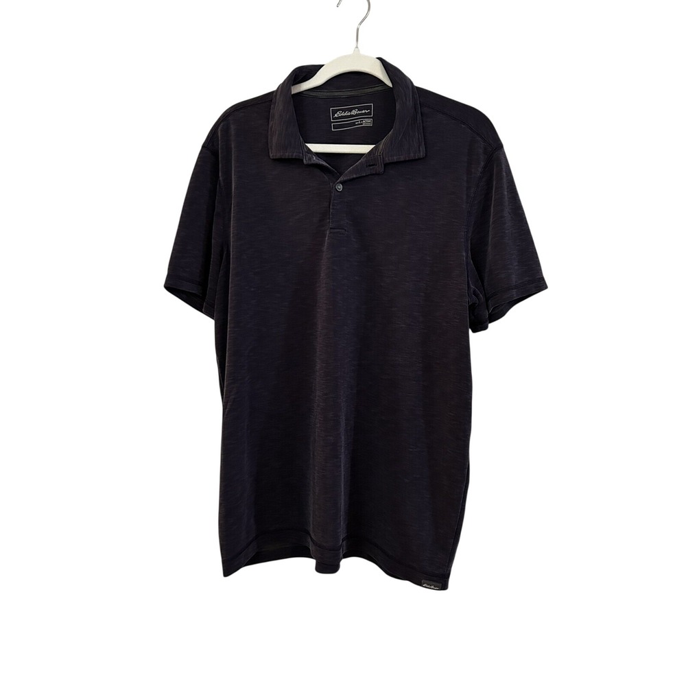 Eddie Bauer Polo Shirt Mens Large Active Purple Short Sleeve Tencel Polyester L